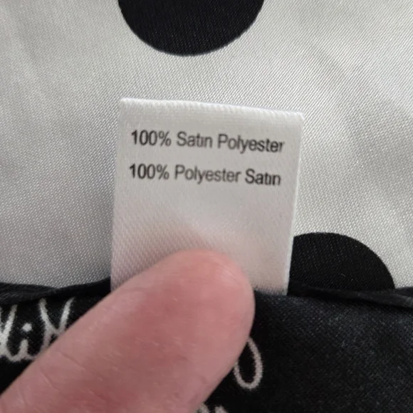 Joseph Ribkoff Satin Polka Dot Bandana Square Scarf Black White Bag Hair Scarf - Picture 4 of 7